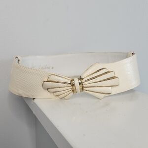 Judith Leiber Cream and Gold Bow Belt